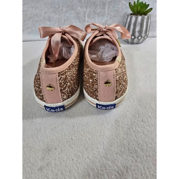 Keds For Kate Spade New York Glitter Rose Gold Lace-Up‎ Sneaker Size 7 - Picture 5 of 12